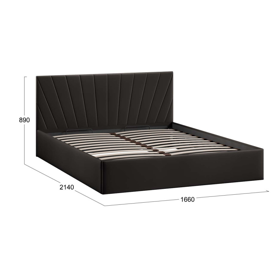 Кровать с ПМ «Эвори» Тип 1 (с подъемным механизмом) с заглушиной Велюр Confetti Stone