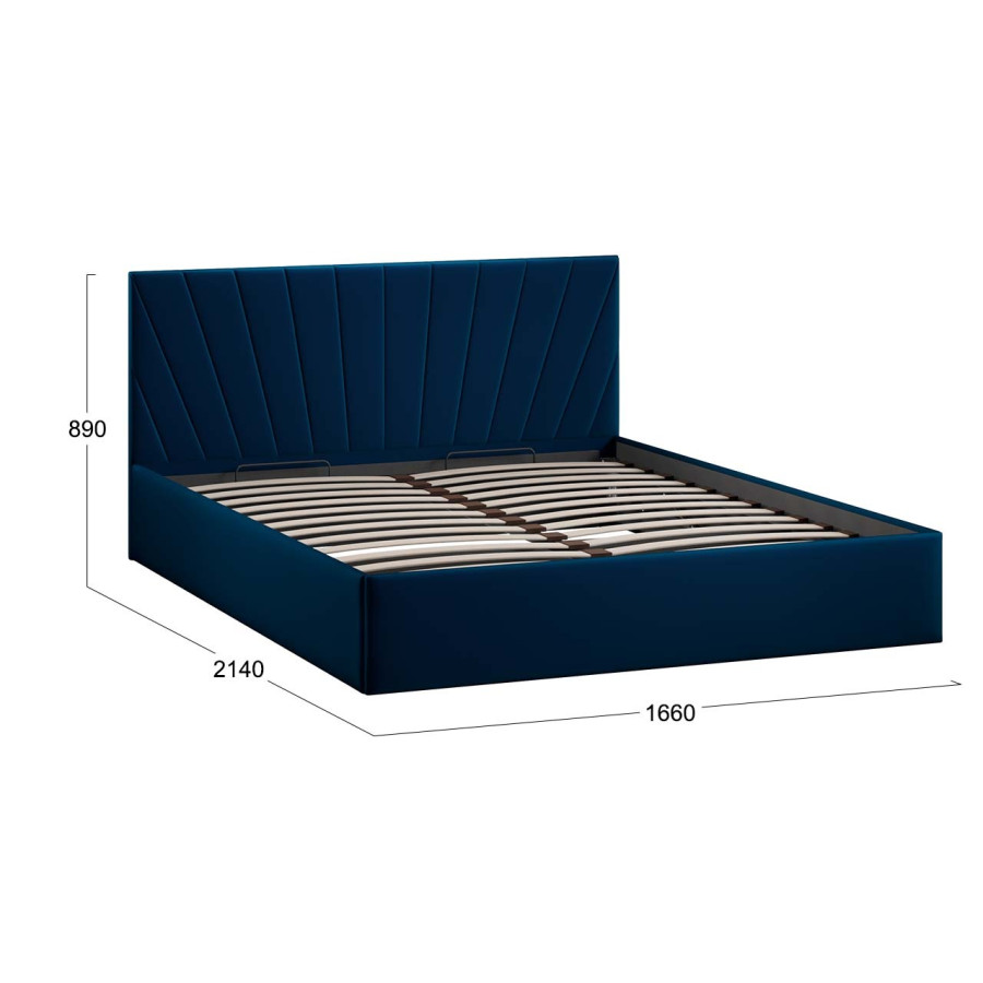 Кровать с ПМ «Эвори» Тип 1 (с подъемным механизмом) с заглушиной Велюр Confetti Blue