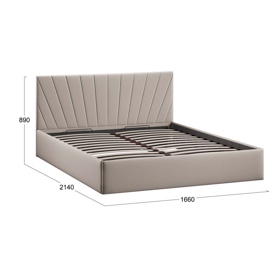 Кровать с ПМ «Эвори» Тип 1 (с подъемным механизмом) с заглушиной Велюр Confetti Smoke