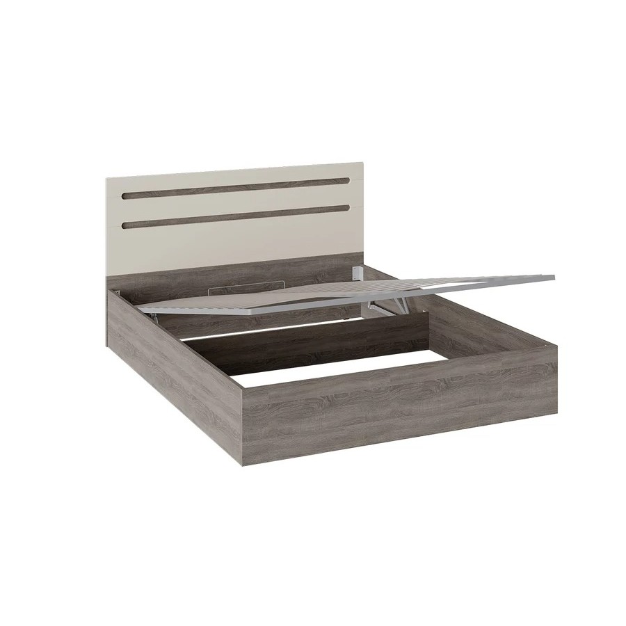 Кровать с ПМ «Фьюжн» (с подъемным механизмом) - ТД-260.01.04 Бежевый, Дуб Сонома трюфель