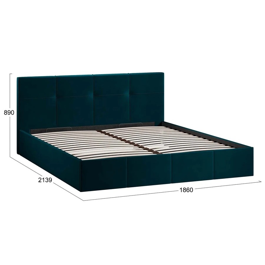 Кровать с ПМ «Лора» 180 см (с подъемным механизмом) с заглушиной (Велюр Confetti Izumrud)