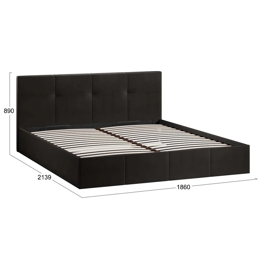 Кровать с ПМ «Лора» 180 см (с подъемным механизмом) с заглушиной (Велюр Confetti Stone)