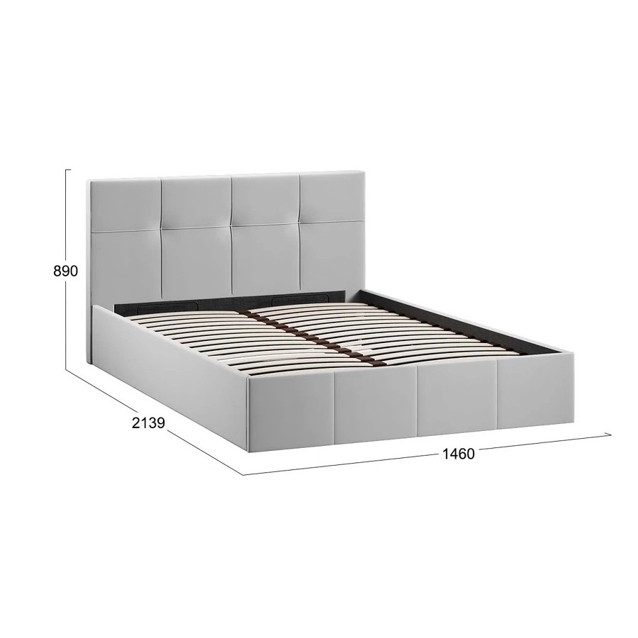 Кровать с ПМ «Лора» 140 см (с подъемным механизмом) с заглушиной (Велюр Confetti Silver)