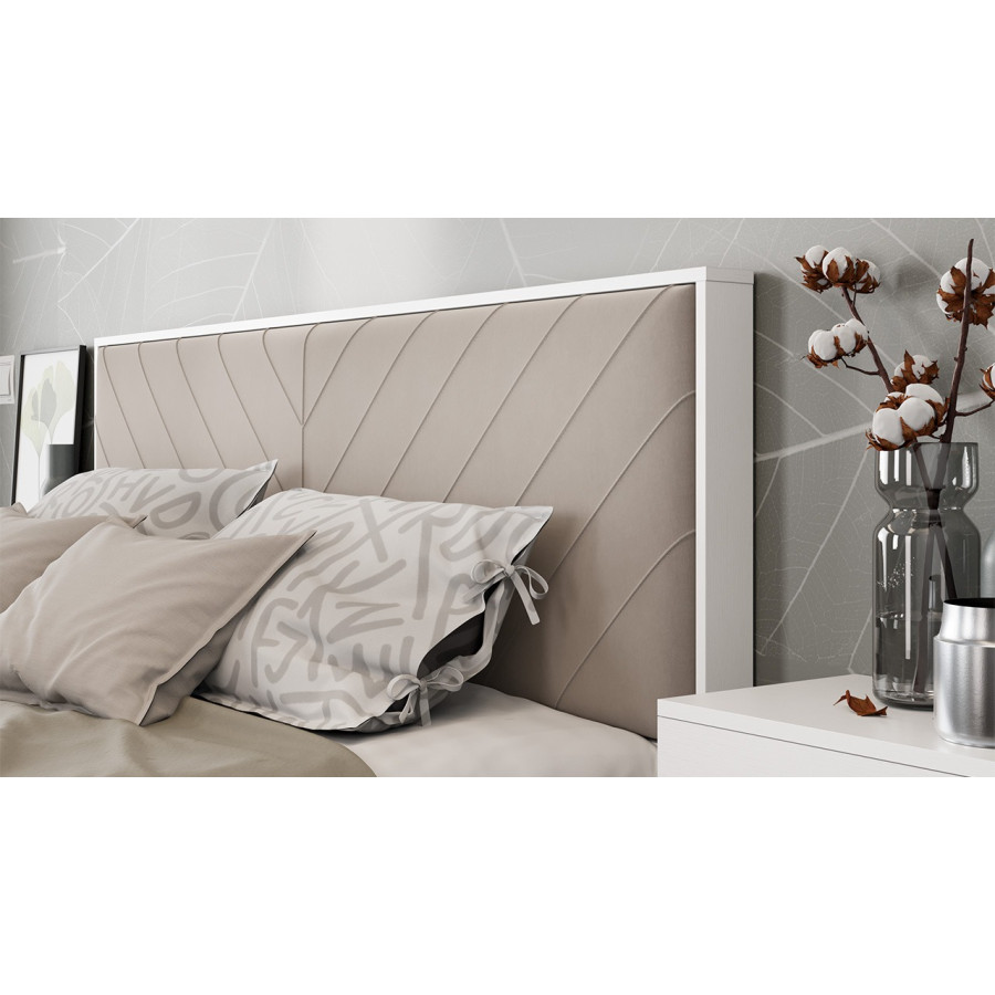 Кровать без ПМ «Стенли» (без подъемного механизма) Белый Ясень, Велюр Confetti Smoke