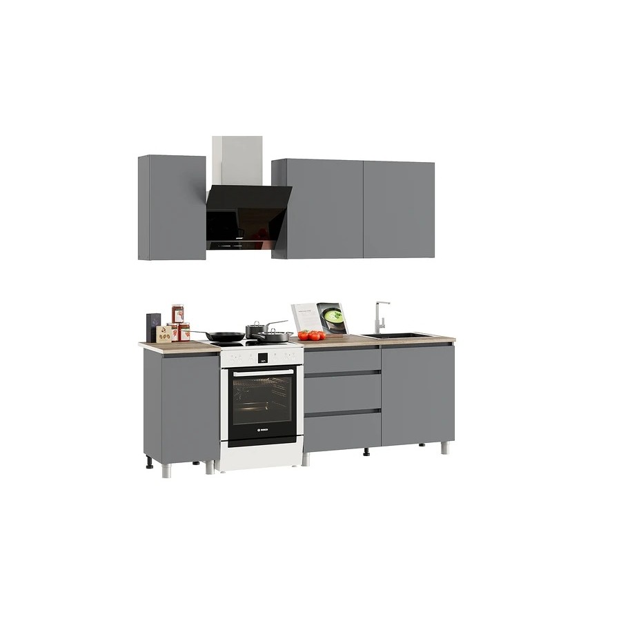 Кухонный гарнитур «Денвер» длиной 160 см Графит Серый, Дуб Сонома
