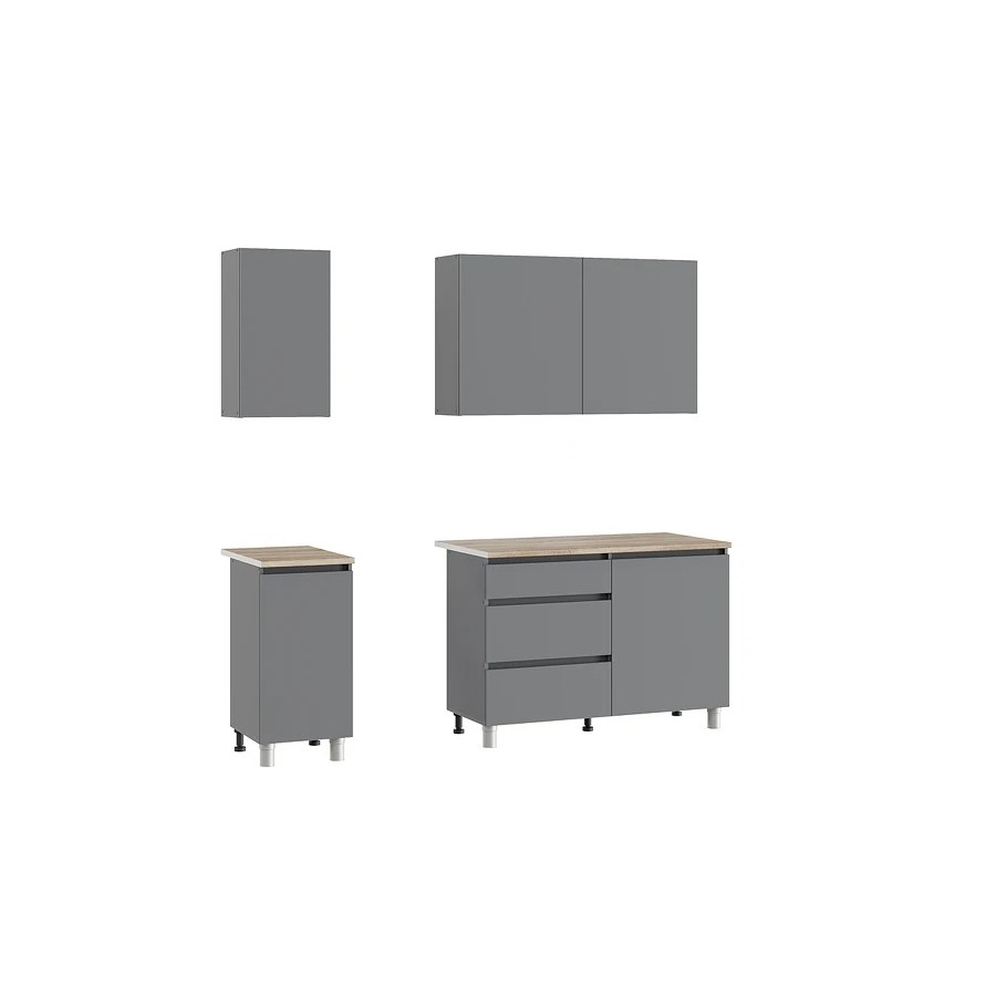 Кухонный гарнитур «Денвер» длиной 160 см Графит Серый, Дуб Сонома