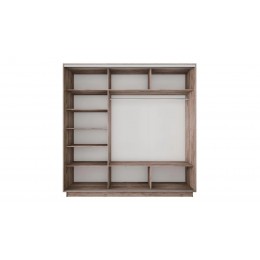 Шкаф-купе 3-х дверный «Румер-2» - СШК 3.180.60-11.13.11(Н) Дуб Крафт Табачный, Зеркало, Черный профиль