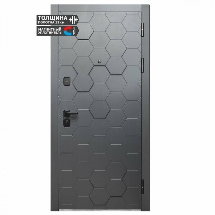 Дверь входная LUXOR 2МДФ 3D ВЕЛЮР БЕЛЫЙ СОФТ (ЗЕРКАЛО)