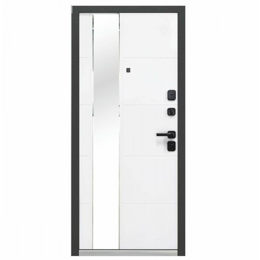 Дверь входная LUXOR 2МДФ 3D ВЕЛЮР БЕЛЫЙ СОФТ (ЗЕРКАЛО)