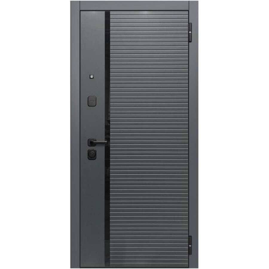 Дверь входная Luxor 2МДФ Горизонталь Зеркало Эмалит Белый 