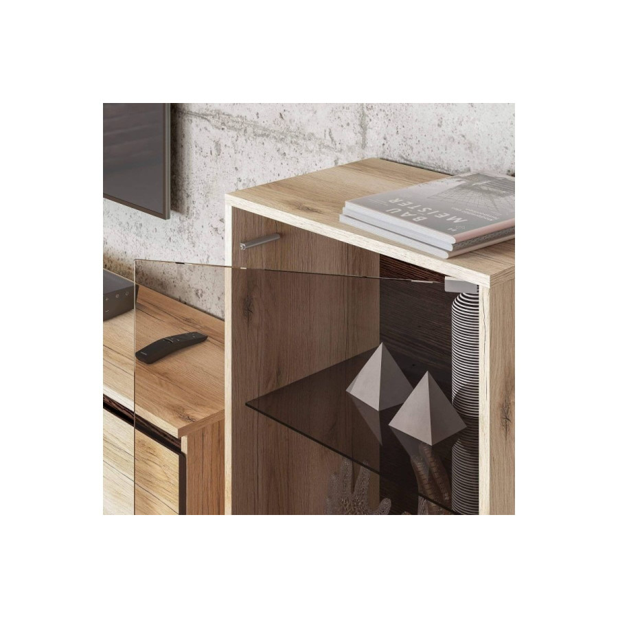 Тумба со стеклом "Берген" Дуб Венге, Дуб Делано