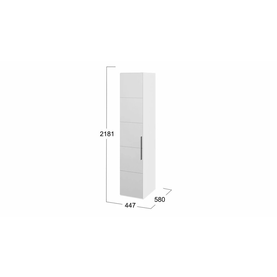 Шкаф с 1-й зеркальной дверью левый «Наоми» - СМ-208.07.02 L Белый глянец