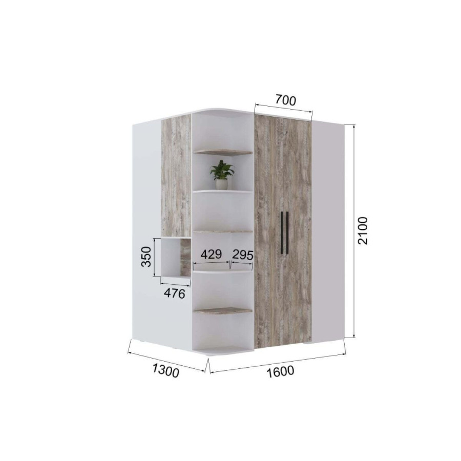 Гардеробная "Линц" Дуб юкон, Белый с тиснением