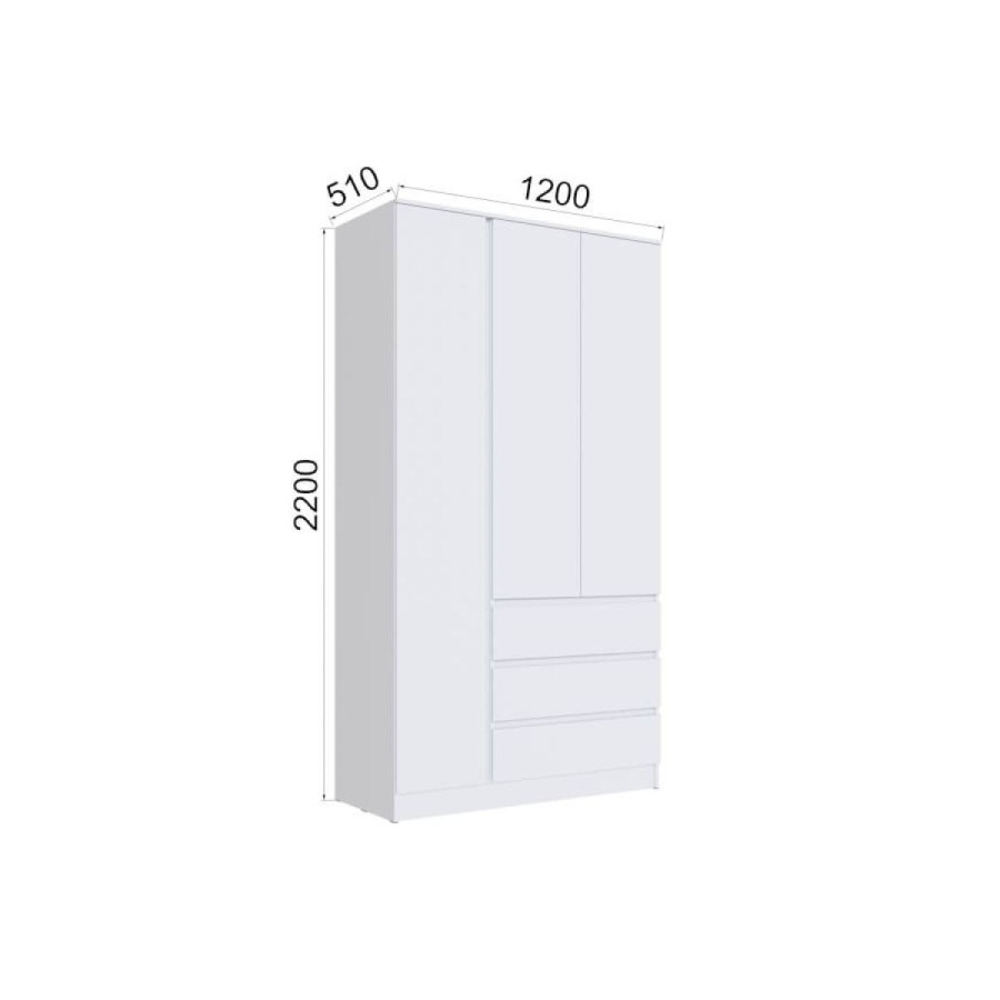 Шкаф трёхстворчатый "Мэнкс" МСШ - 24 Белый c тиснением