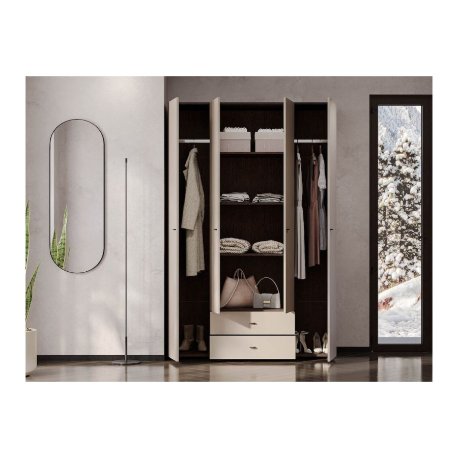 Шкаф четырёхстворчатый "ГИЗА" Дуб Венге, Меланж