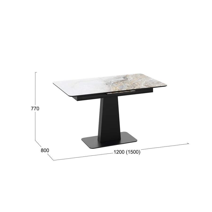 Стол обеденный «Бридж» Черный муар, Стекло глянцевое оникс