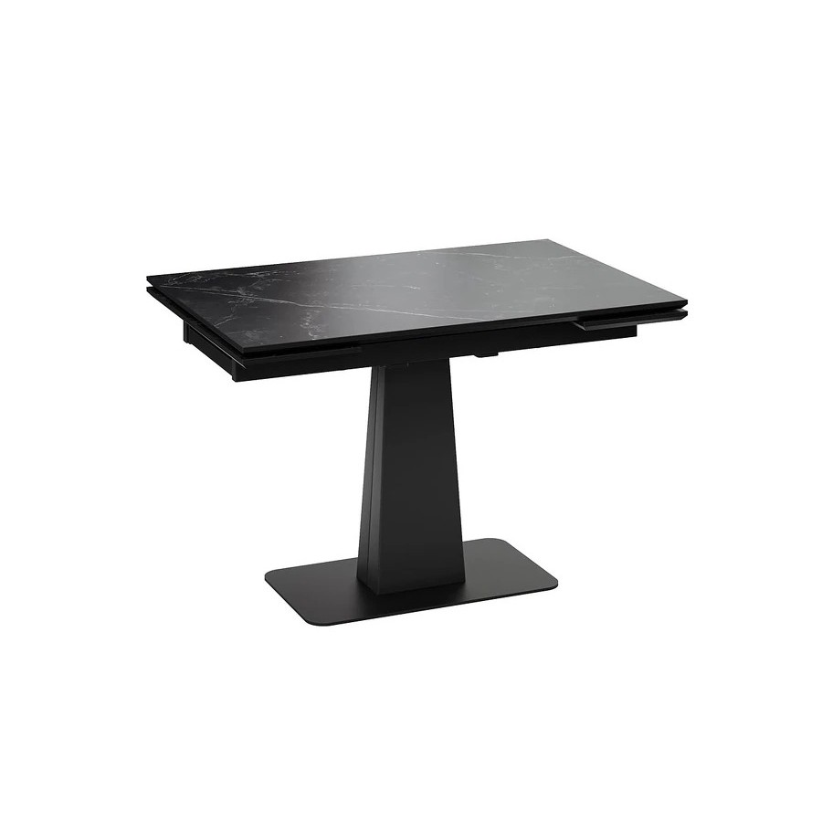 Стол обеденный «Бридж» Тип 3 Черный муар, Керамика матовая серый мрамор