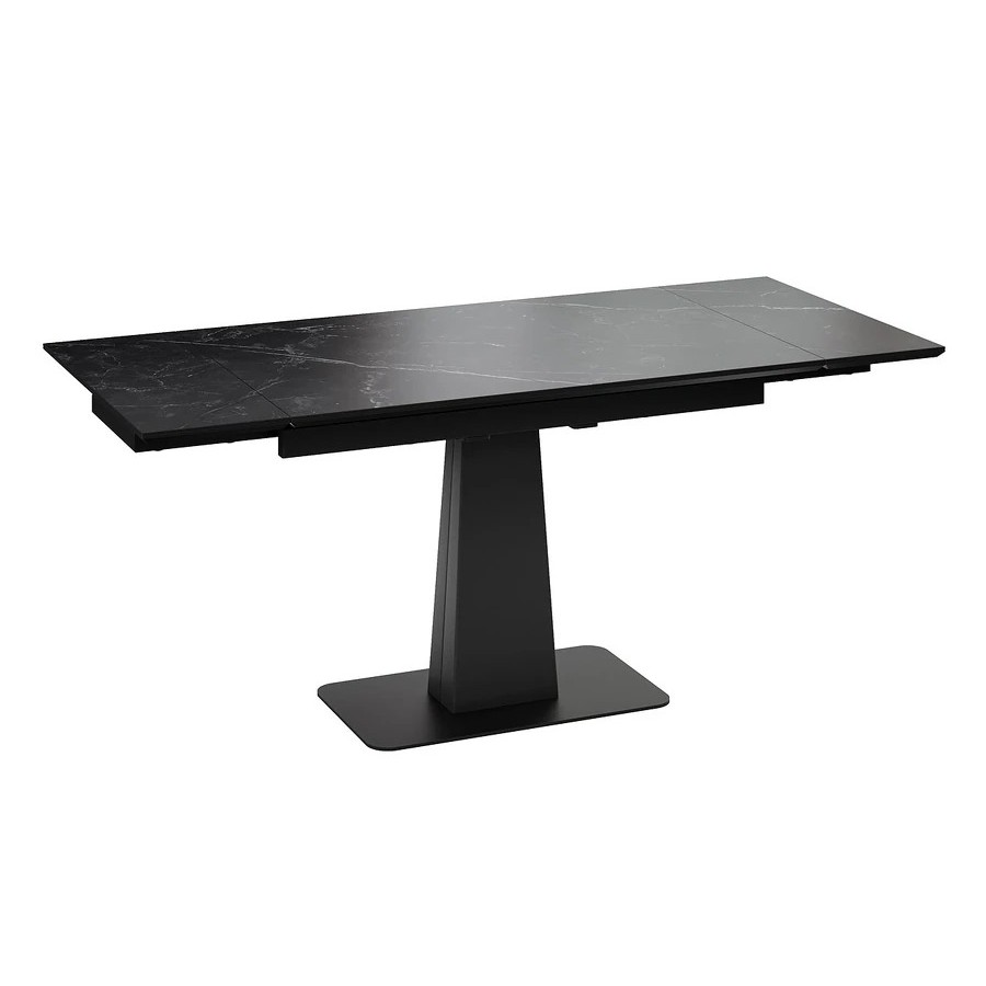 Стол обеденный «Бридж» Тип 3 Черный муар, Керамика матовая серый мрамор