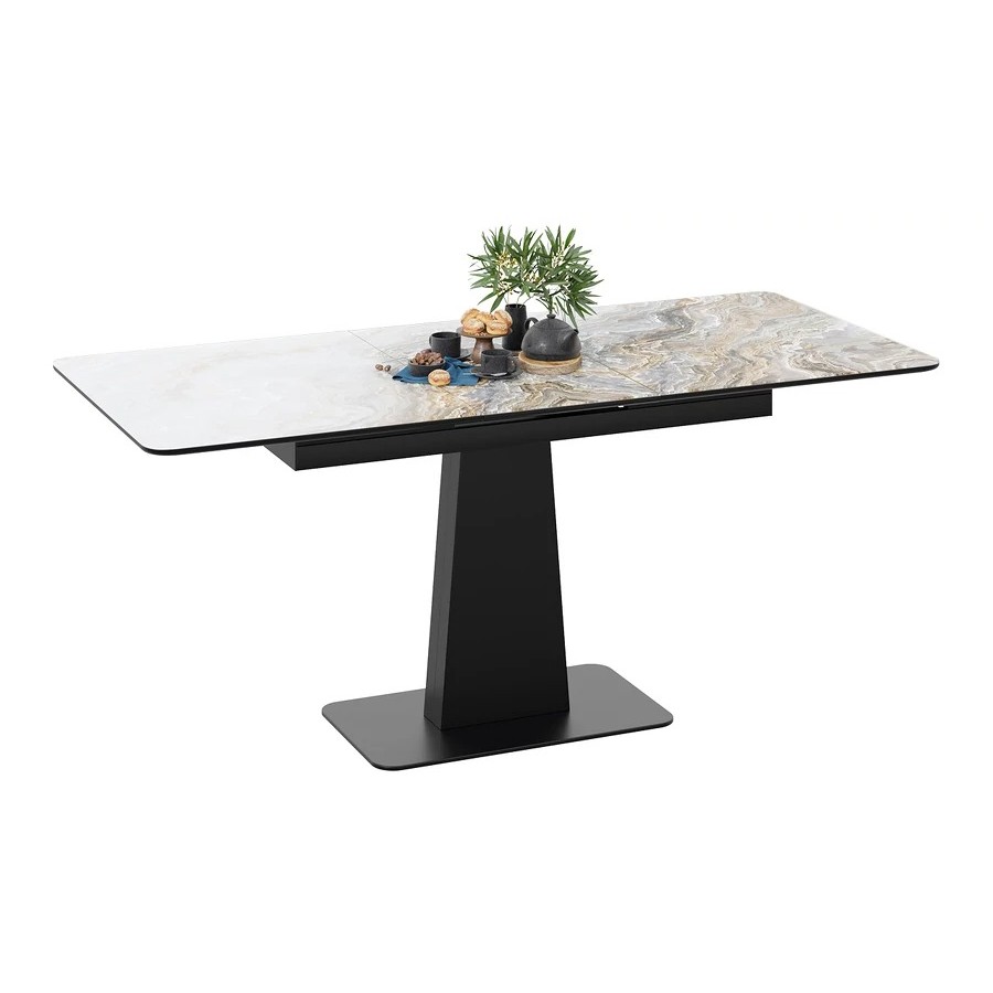 Стол обеденный «Бридж» Черный муар, Стекло глянцевое оникс