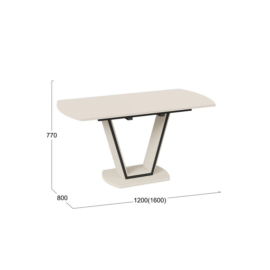 Стол обеденный «Дели» Тип 2 Бежевый софт, Стекло матовое бежевое