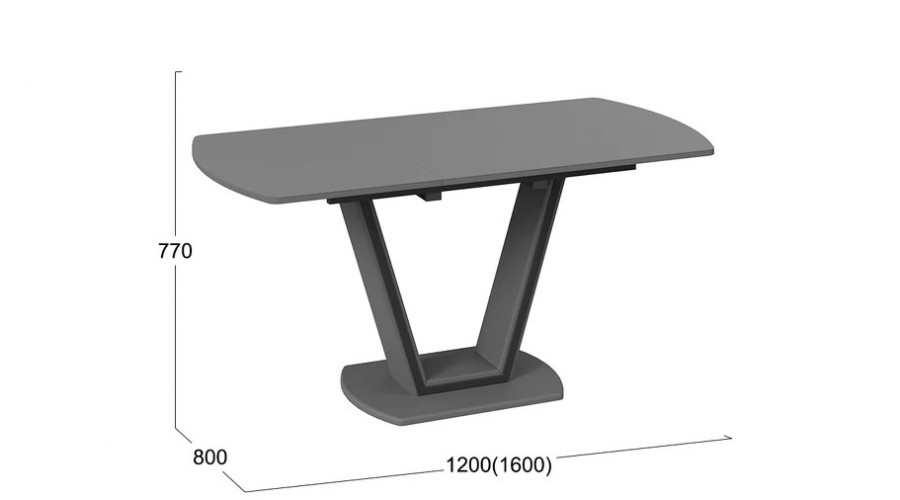 Стол обеденный «Дели» Тип 2 Серый софт, Стекло матовое серое