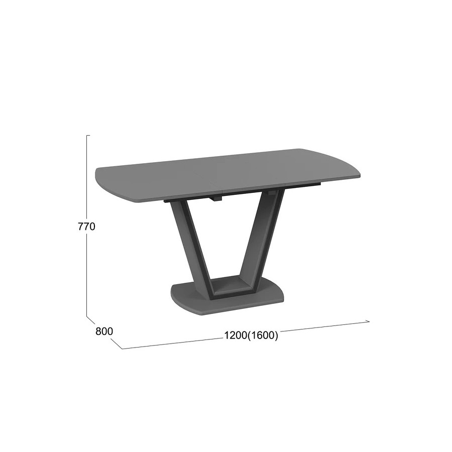 Стол обеденный «Дели» Тип 2 Серый софт, Стекло матовое серое