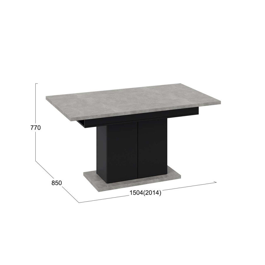 Стол раздвижной «Детройт» Тип 1 - 009.000.000 Черный, Ателье светлый