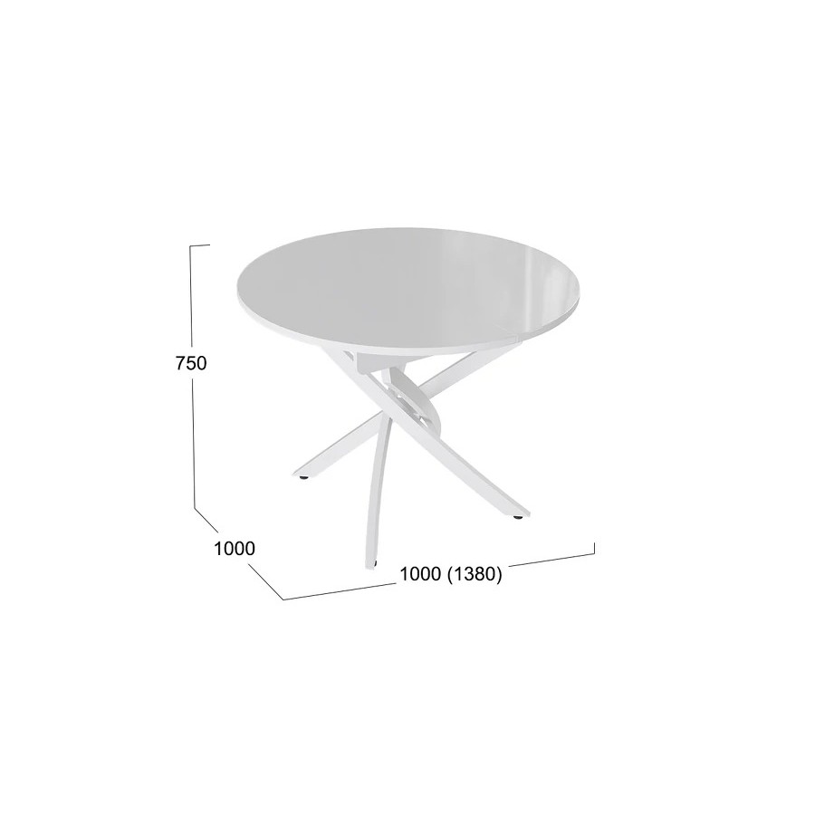 Стол обеденный «Diamond» Тип 3 - КМ+02.68.000.168 Белый муар, Белый глянец