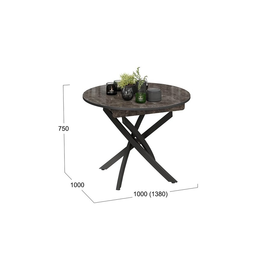 Стол обеденный «Diamond» Тип 3 - КМ+02.68.000.168 Черный муар, Ателье темный глянец