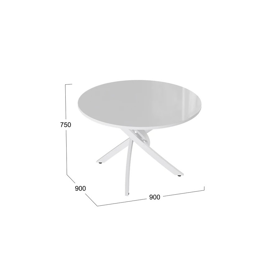 Стол обеденный «Diamond» Тип 2 - КМ+02.68.000.167 Белый муар, Белый глянец