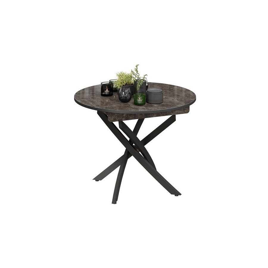 Стол обеденный «Diamond» Тип 3 - КМ+02.68.000.168 Черный муар, Ателье темный глянец