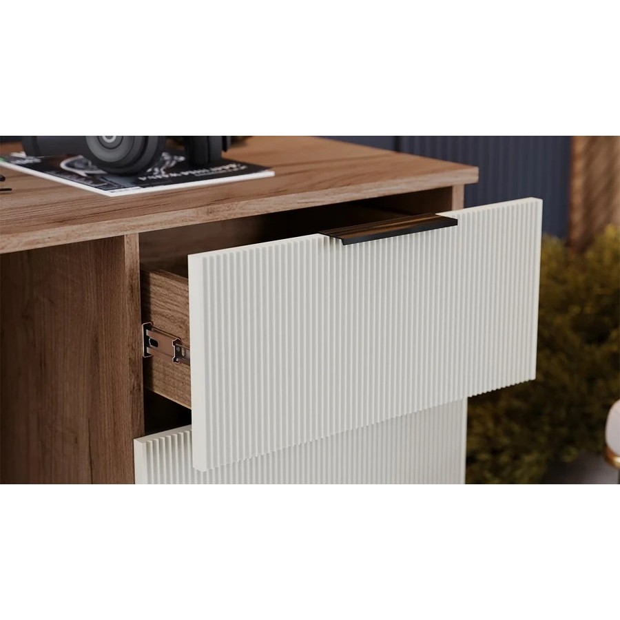 Стол письменный «Графит» Дуб Крафт Табачный, Холст Белый