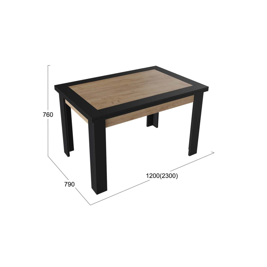 Стол раздвижной «Хьюстон» тип 4 Черный, Дуб Крафт золотой