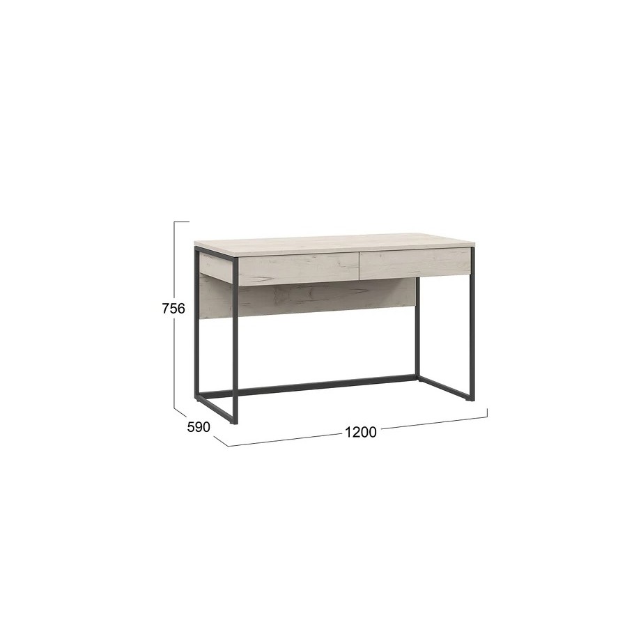 Стол компьютерный «Лофт» тип 2 Черный, Дуб крафт белый