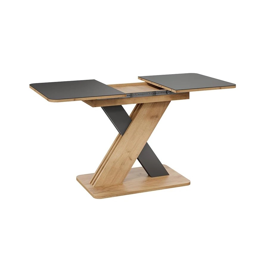 Стол обеденный раздвижной «Люксембург» Тип 1 Дуб Крафт золотой, Серый, Стекло серое матовое