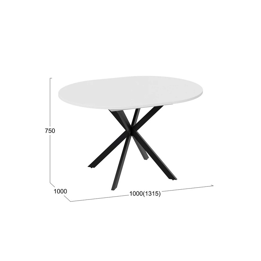 Стол обеденный раздвижной «Мэдисон» Тип 1 Черный муар, Белый