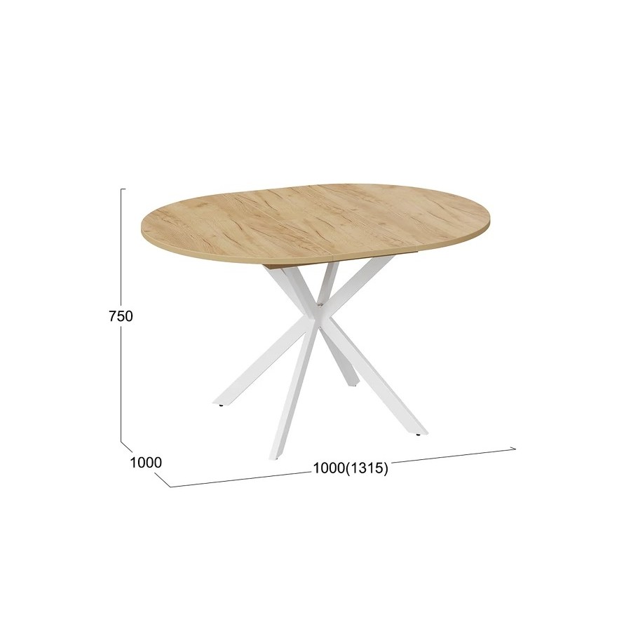 Стол обеденный раздвижной «Мэдисон» Тип 1 Белый муар, Дуб Крафт золотой