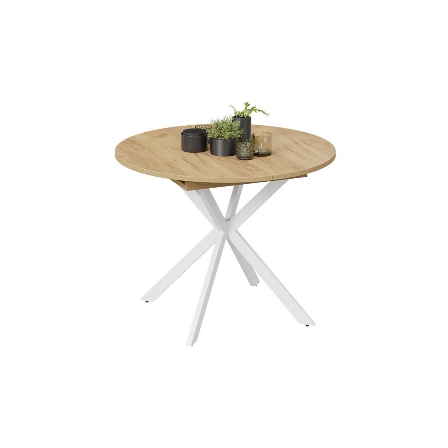 Стол обеденный раздвижной «Мэдисон» Тип 1 Белый муар, Дуб Крафт золотой