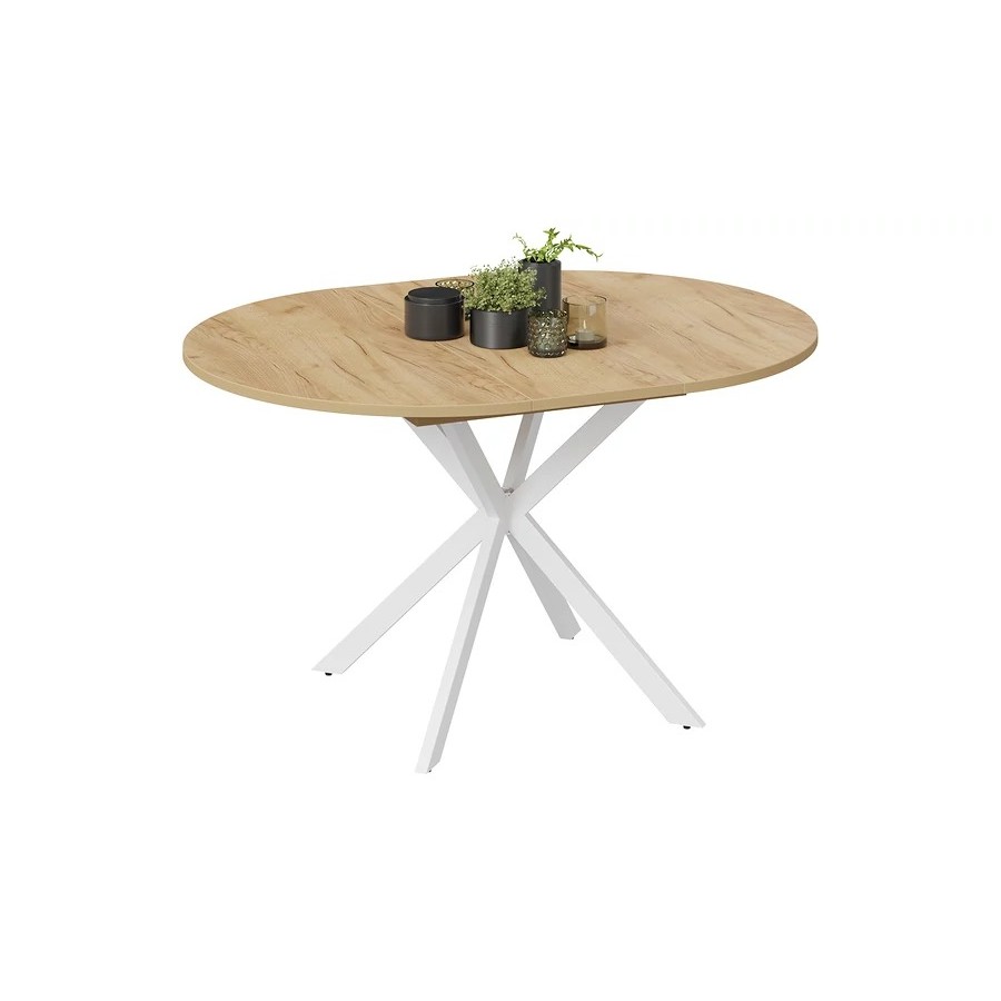 Стол обеденный раздвижной «Мэдисон» Тип 1 Белый муар, Дуб Крафт золотой