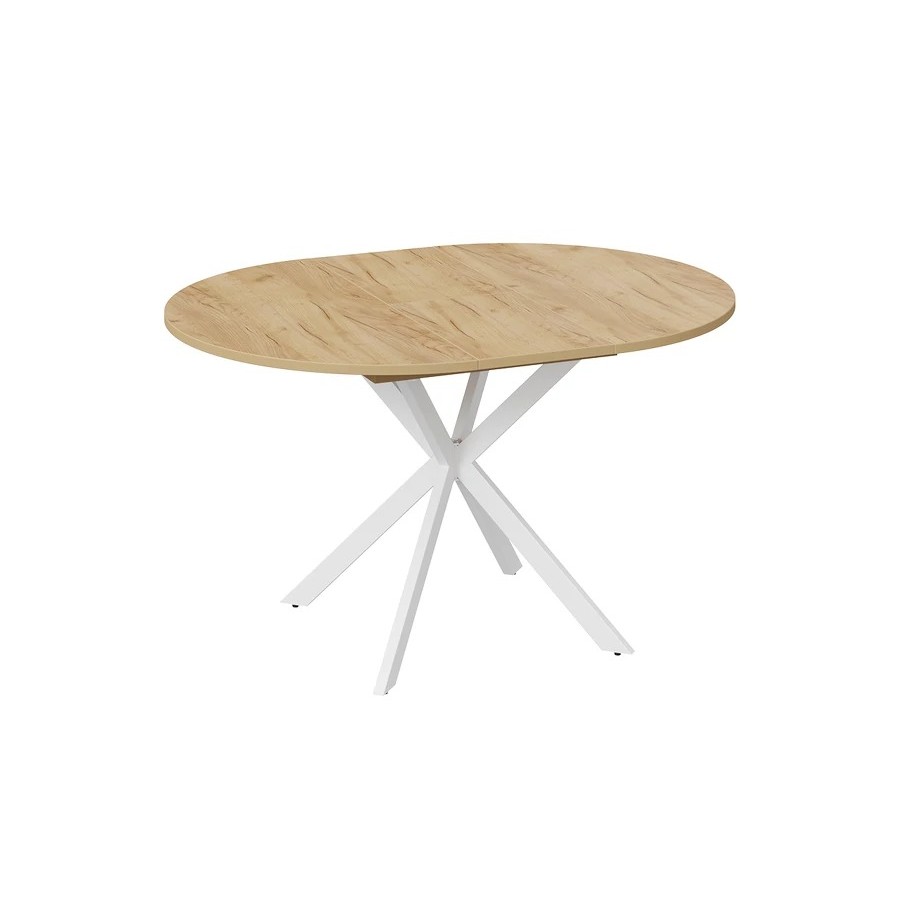 Стол обеденный раздвижной «Мэдисон» Тип 1 Белый муар, Дуб Крафт золотой