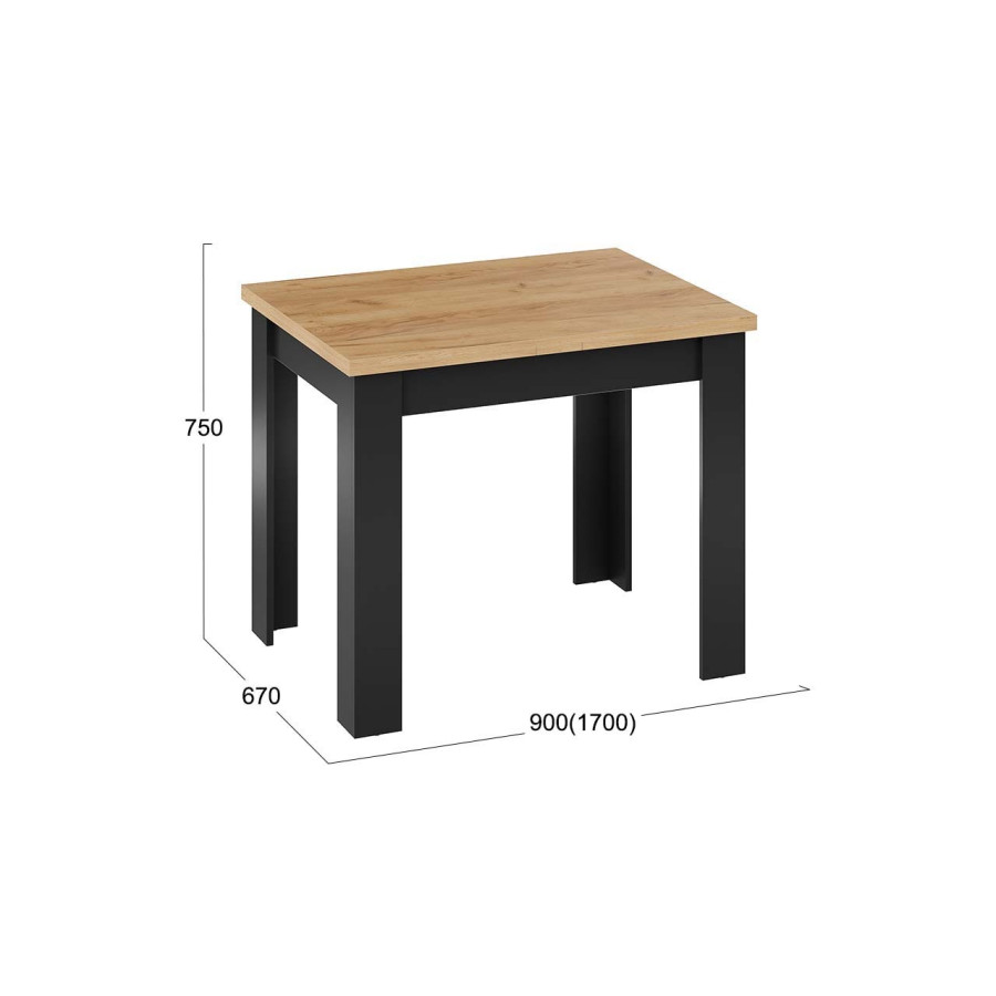 Стол раздвижной «Промо» тип 3 - 005.000.000 Черный, Дуб Крафт золотой