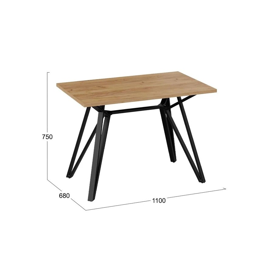 Стол обеденный «Ройс» Тип 1 Черный муар/Дуб Крафт золотой