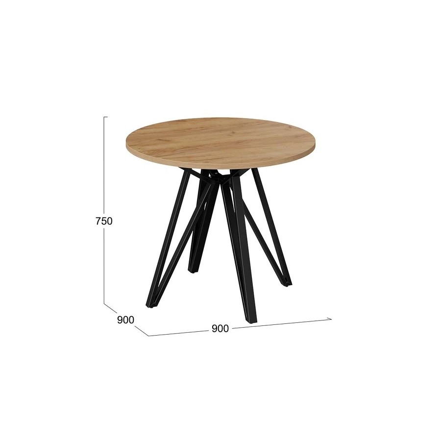 Стол обеденный «Ройс» Тип 2 Черный муар/Дуб Крафт золотой