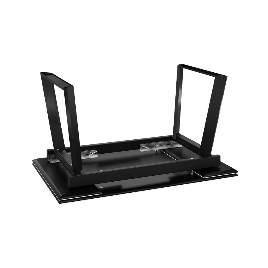 Стол обеденный раздвижной «Стоун» Тип 1 Черный муар, Керамика матовая белый мрамор