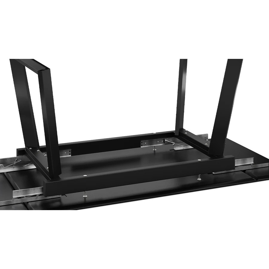 Стол обеденный раздвижной «Стоун» Тип 1 Черный муар, Керамика матовая белый мрамор