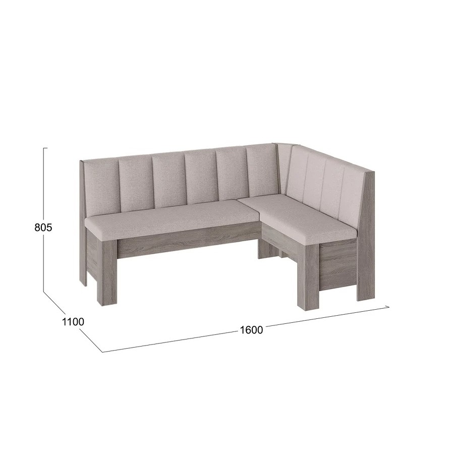 Скамья угловая «Ганновер» Дуб Сонома трюфель, Рогожка Capri Бежевая