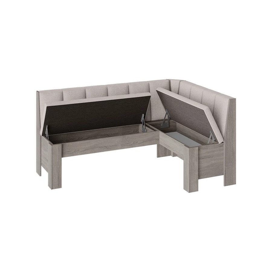 Скамья угловая «Ганновер» Дуб Сонома трюфель, Рогожка Capri Бежевая