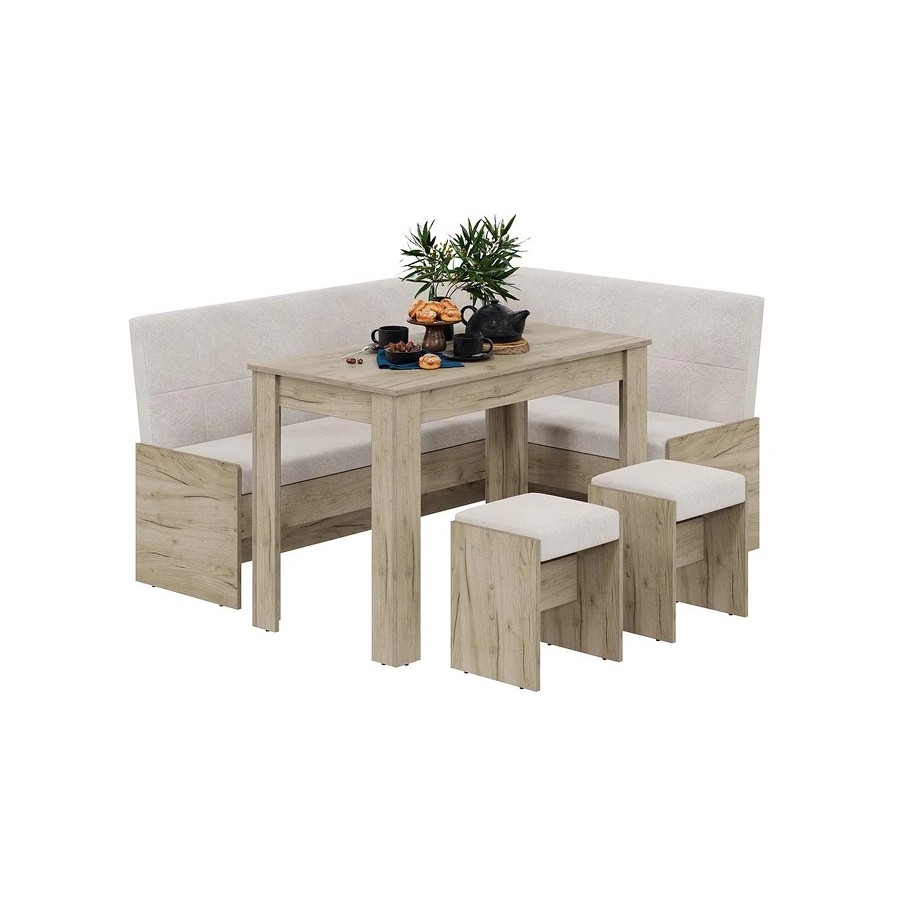 Кухонный уголок «Пекин» Дуб крафт серый, Микровелюр Duna Brilliant