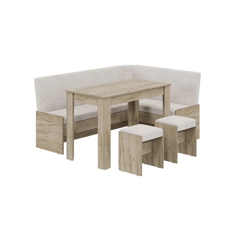 Кухонный уголок «Пекин» Дуб крафт серый, Микровелюр Duna Brilliant