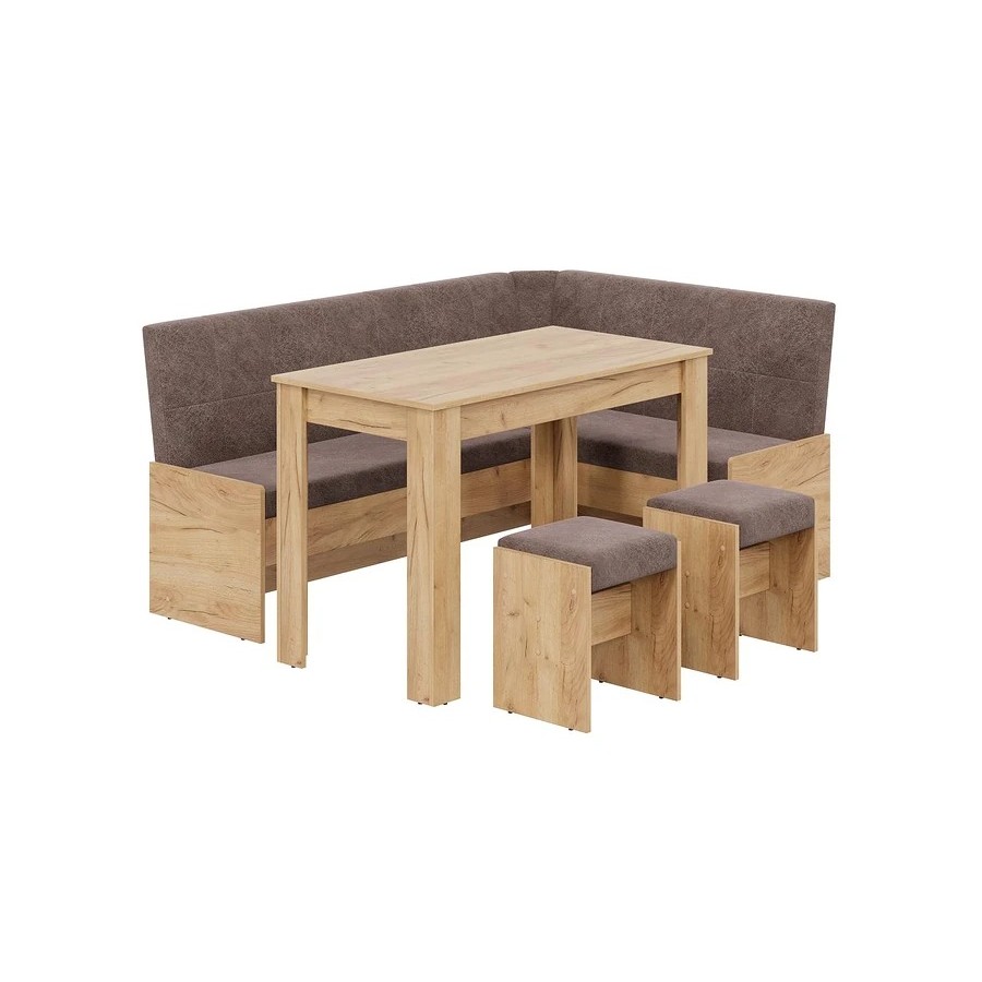 Кухонный уголок «Пекин» Дуб Крафт золотой, Микровелюр Duna Stone